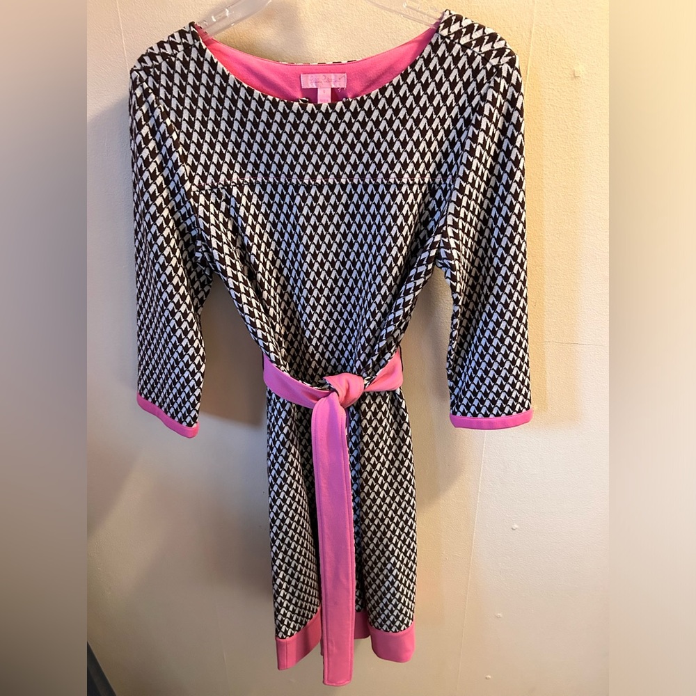 Lilly Pulitzer Dress 3/4 sleeve Houndstooth 2 pocket Size S